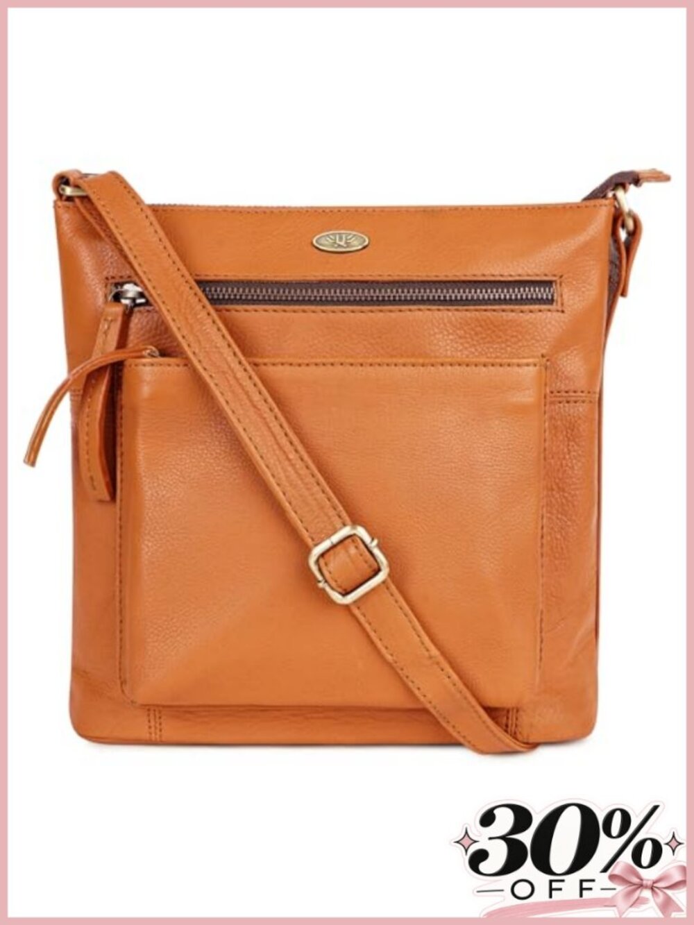 Genuine Leather Crossbody Bag Handcrafted Full-Grain Adjustable Strap